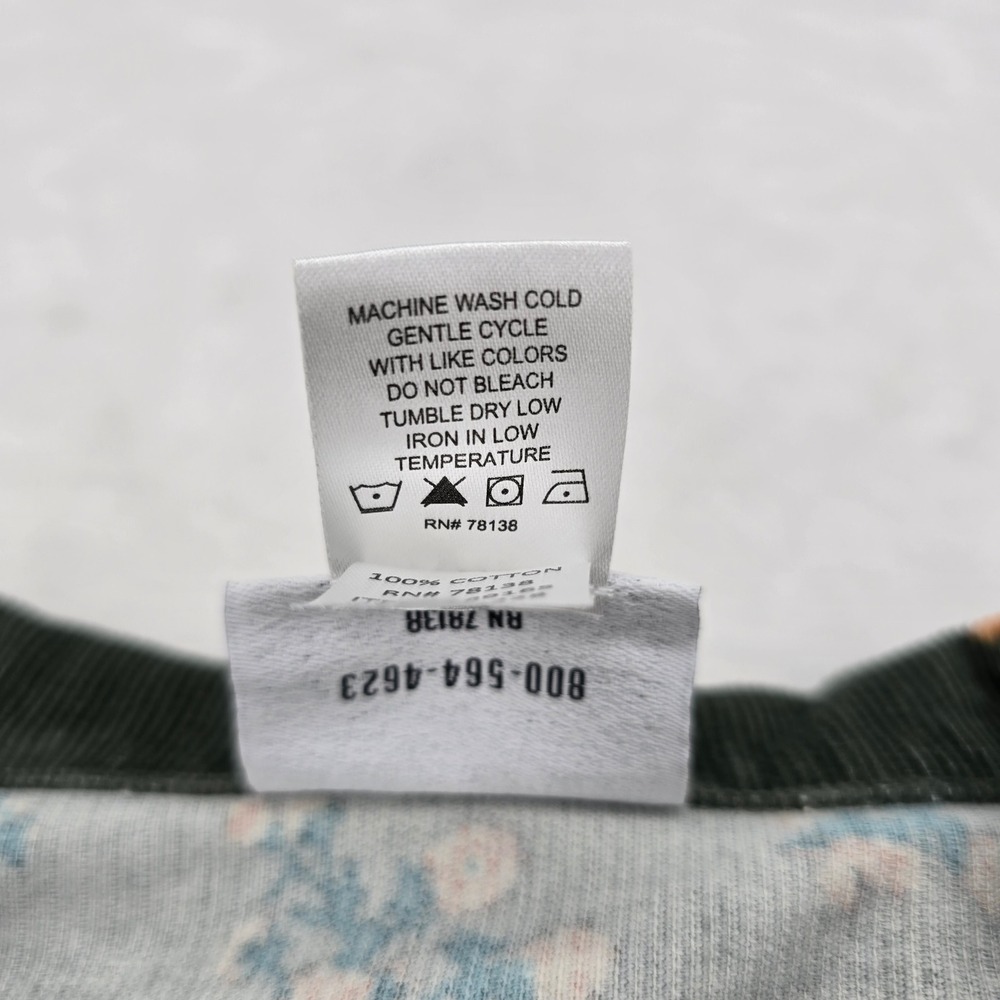 The Vermont Country Store Shirt Womens XLP Button Down Green Floral Corduroy - Picture 3 of 7